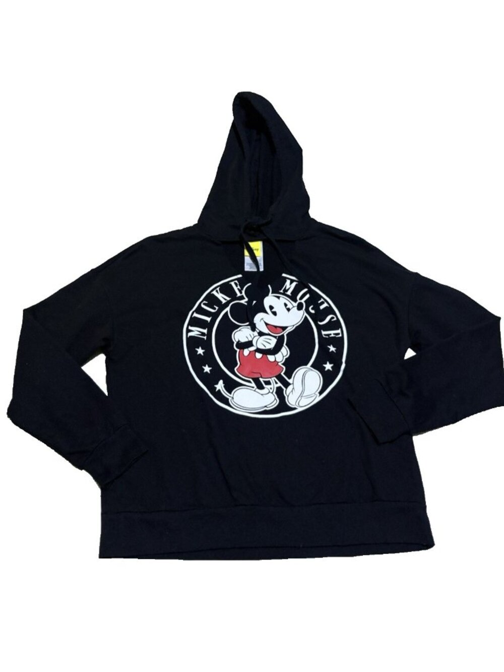 Disney Mickey Mouse Hoodie Womens Juniors Small 3/5 Black Pullover Sweatshirt